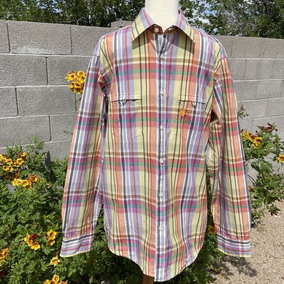 46664 It's in our Hands Colorful Plaid Button Down Shirt Mens Large N.Mandela 41 - Picture 2 of 16